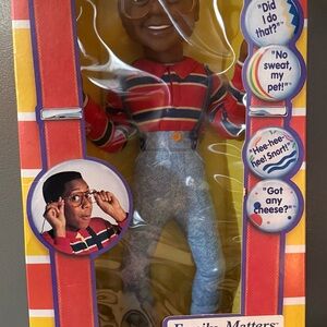 Hasbro Family Matters Steve Urkel talking Doll - Red and Blue Outfit